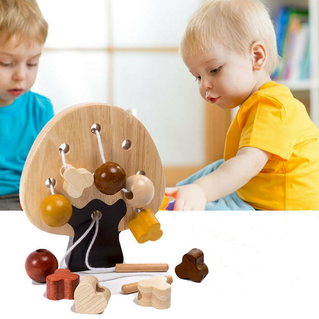 Wooden Puzzles Matching Game Wood Tree Chunky Jigsaw for Kids Toddlers