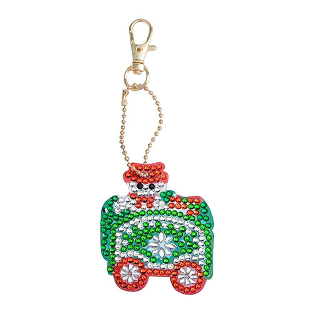 4pcs DIY Full Drill Special-Shape Diamond Painting Christmas Train Keychain @