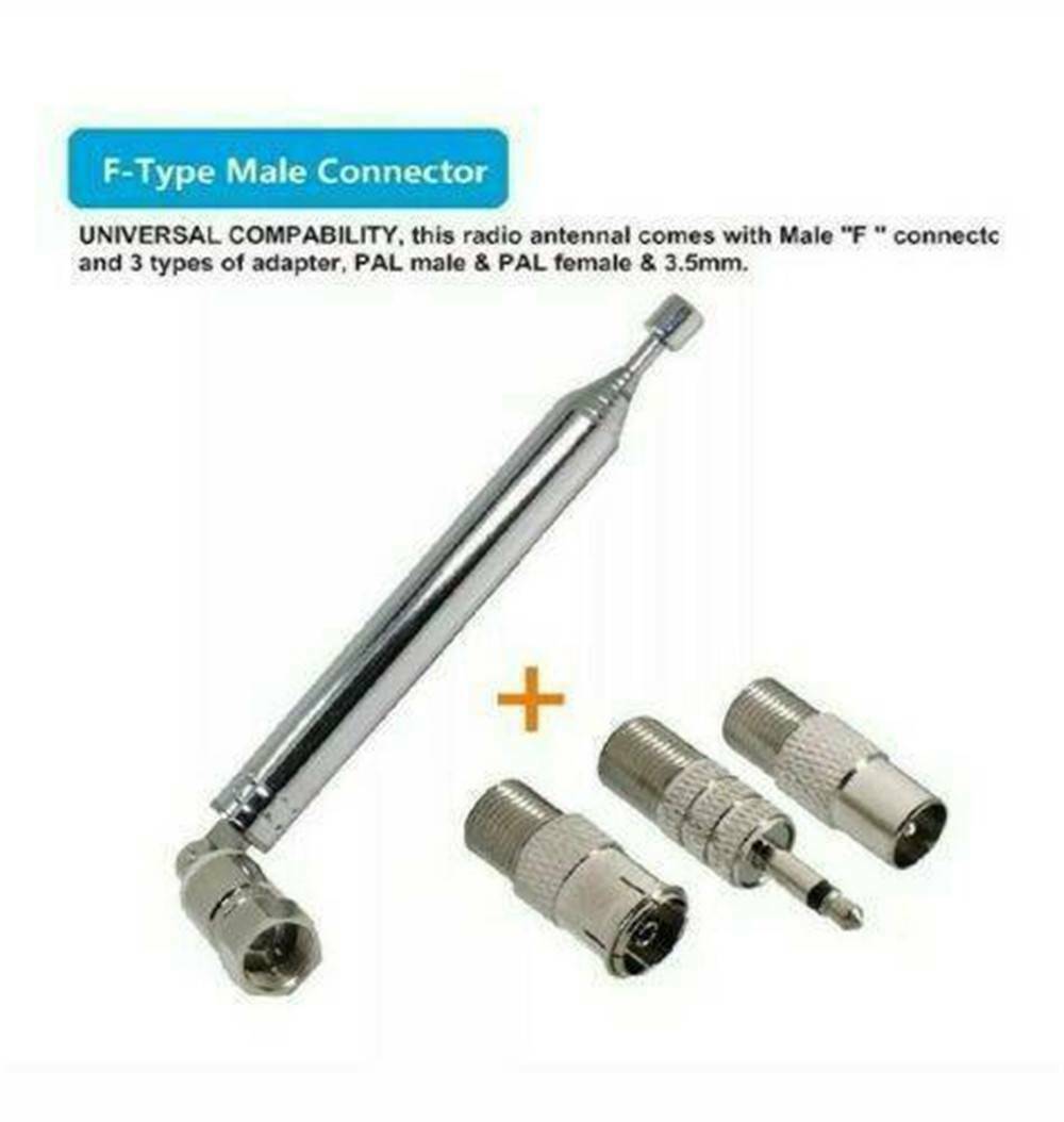 For DAB TV FM Radio Replacement F Type 77 cm 7 Section Telescopic Aerial Antenna