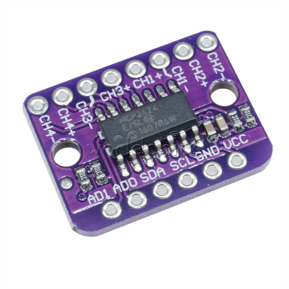 4-Channel MCP3424 ADC Programmable Gain Amplifier A/D For Raspberry Pi Ardruino