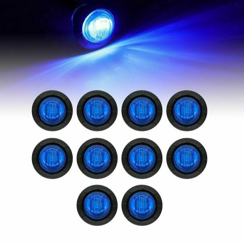 Pack10 Smoked Round Side Marker lights 3/4"LED Bullet Light Truck Trailer Blue