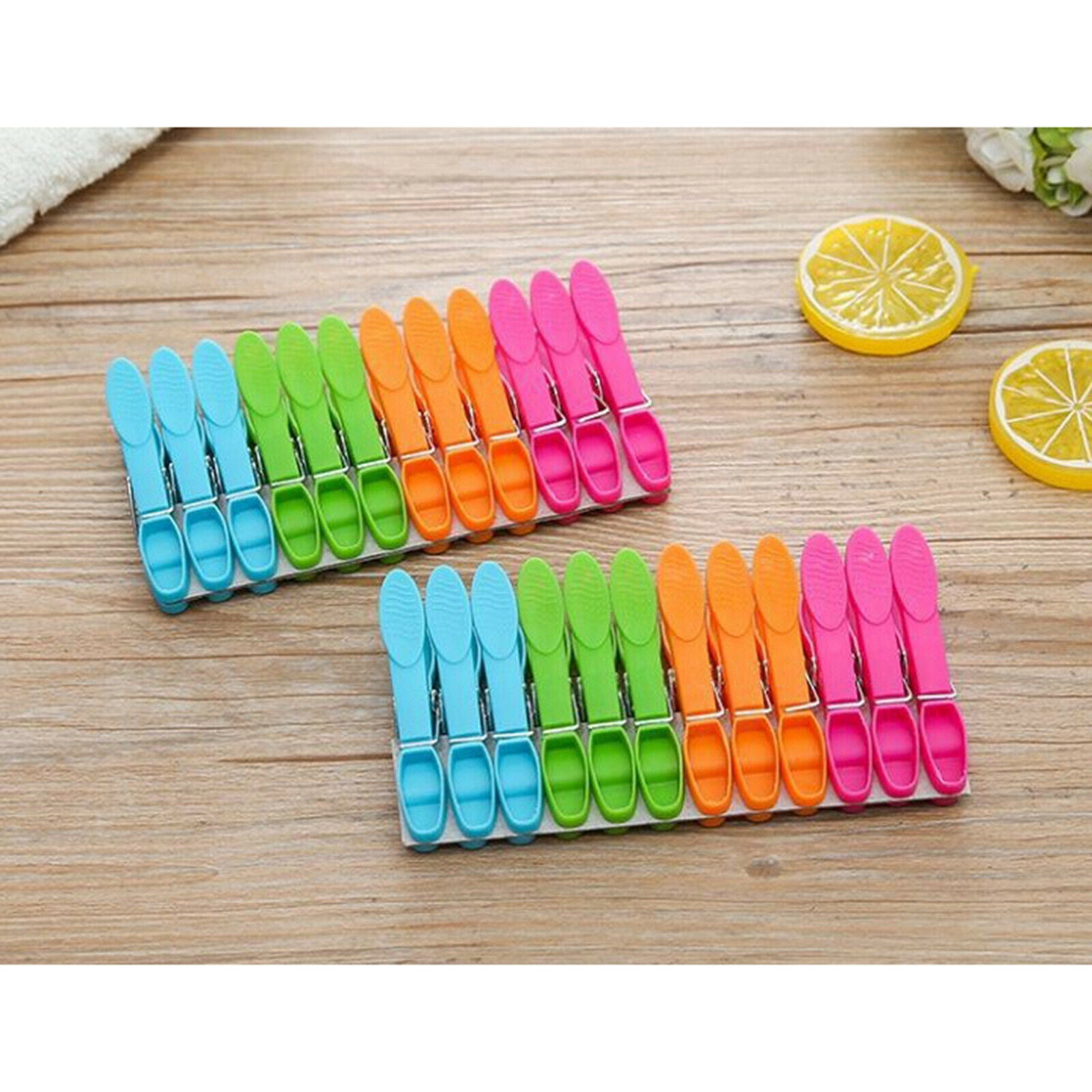 24Pack Plastic Clothes Pins Cloths Clips Strong Clips Windproof for Home