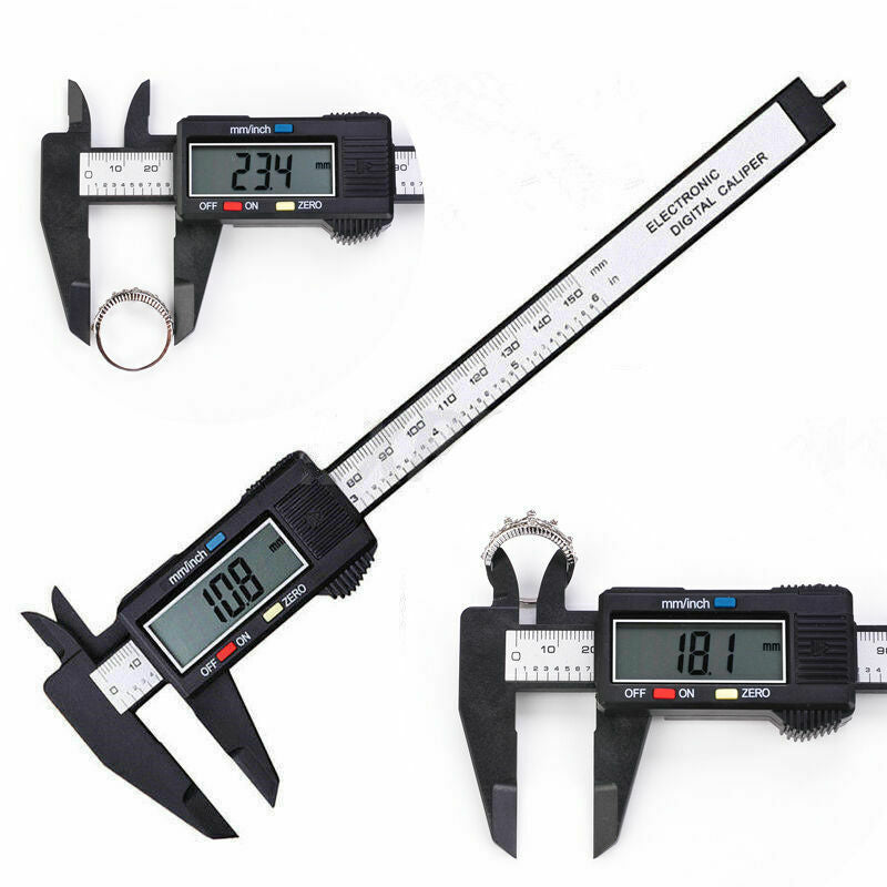 Carbon Fiber LCD Digital Gauge Vernier Caliper Electronic Micrometer 150mm 6inch