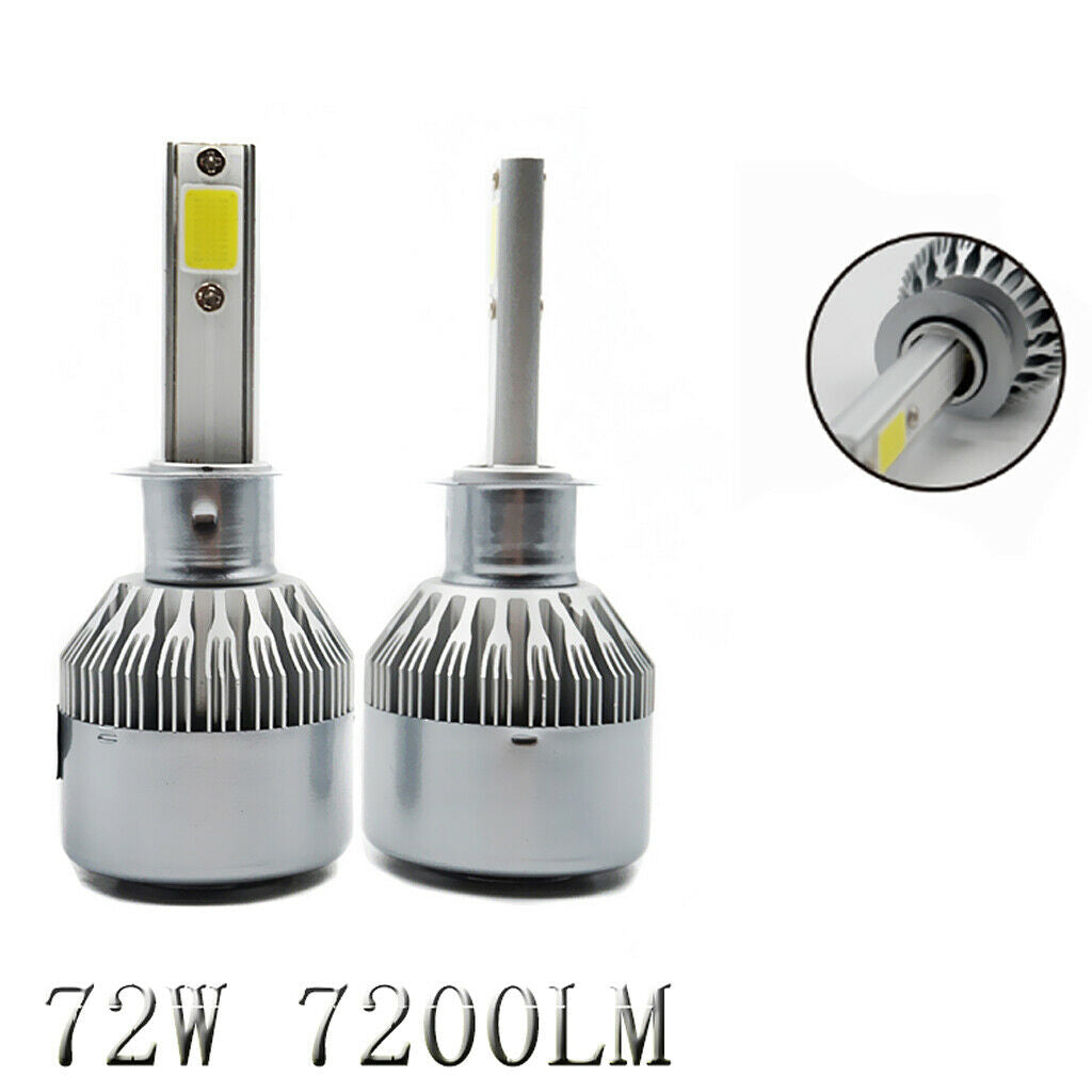 2 Piece COB Chip 72W Auto Car H1 LED Headlight 7200LM 6000K Conversion Bulbs