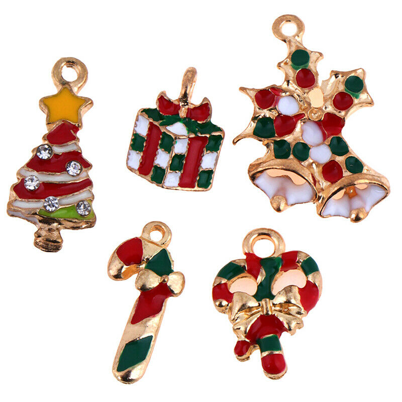 25pc Mixed Metal Enamel Charms Christmas Pendants Beads for Bracelet Earrings Lt