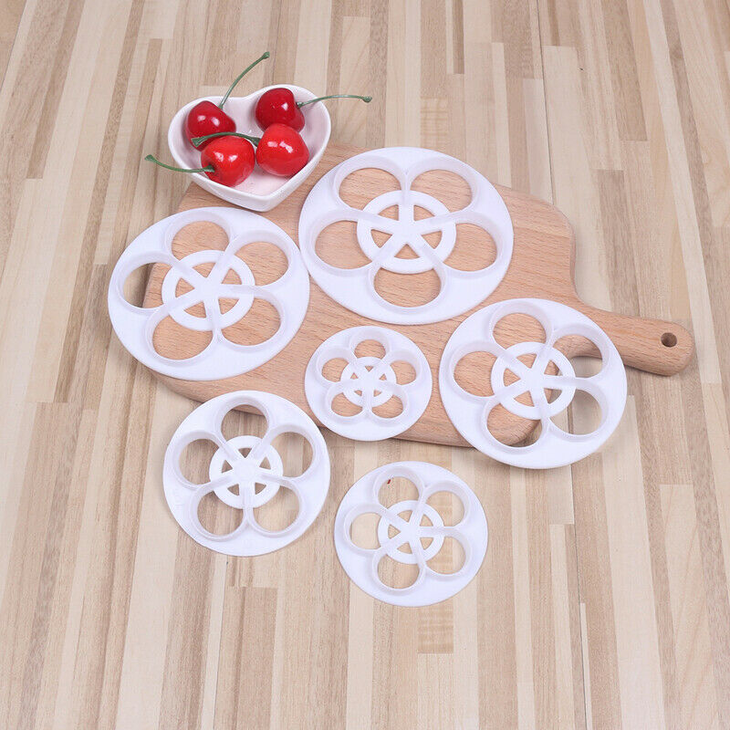 6Pcs Rose Flower Petal Shape Cutters Tools For Cake Sugarcraft Fondant Co.l8