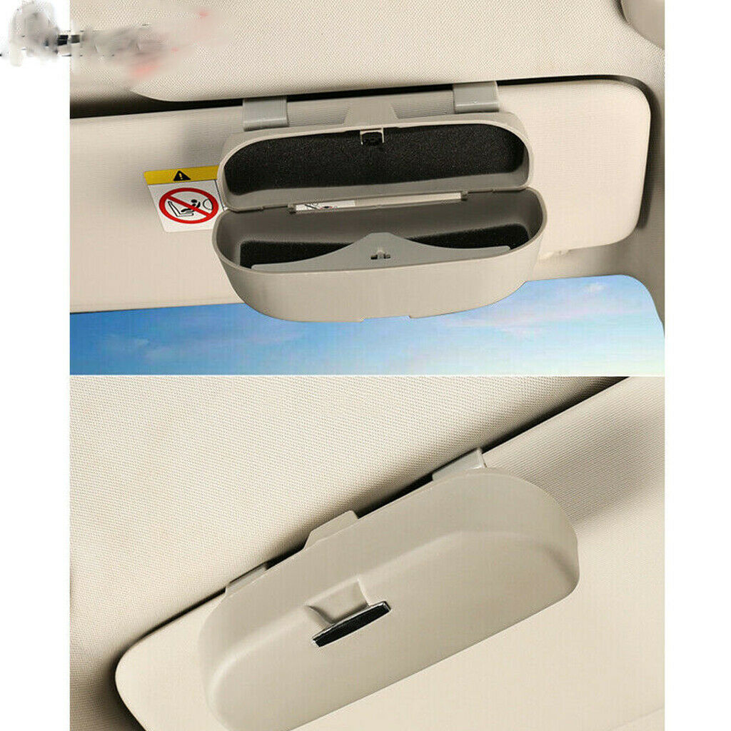 2PCS Car Overhead Console Sunglass Holder Lid Beige Front Eyewear Case Storage