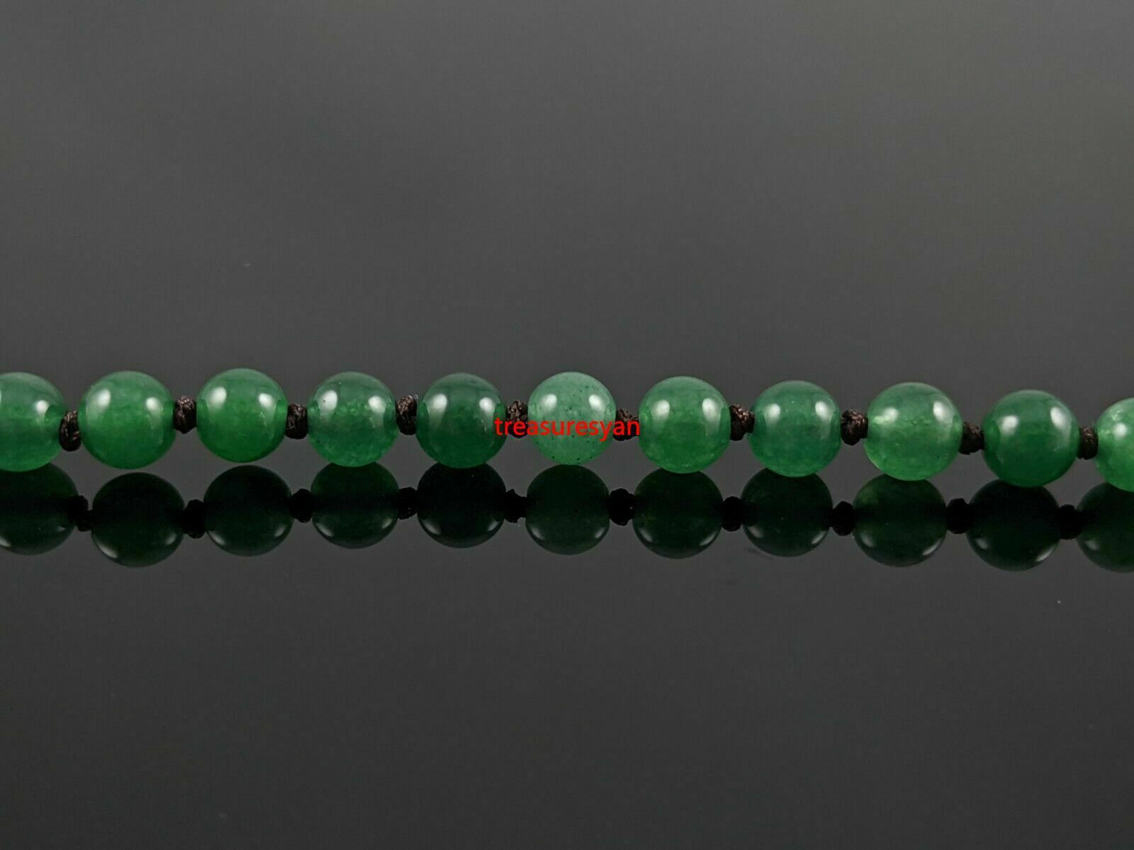 5pcs Natural Burmese Green Jadeite Jade 6mm Stone Bead Necklace for Pendants 24"