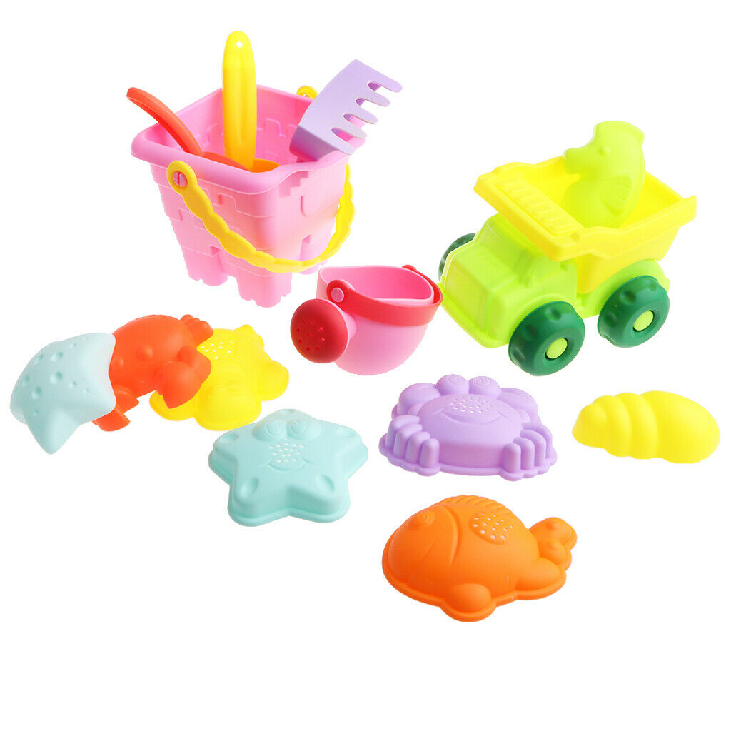 14 Pieces Kids Beach Sand Toys Set Sandbox Toys With Truck Sand Rake & More