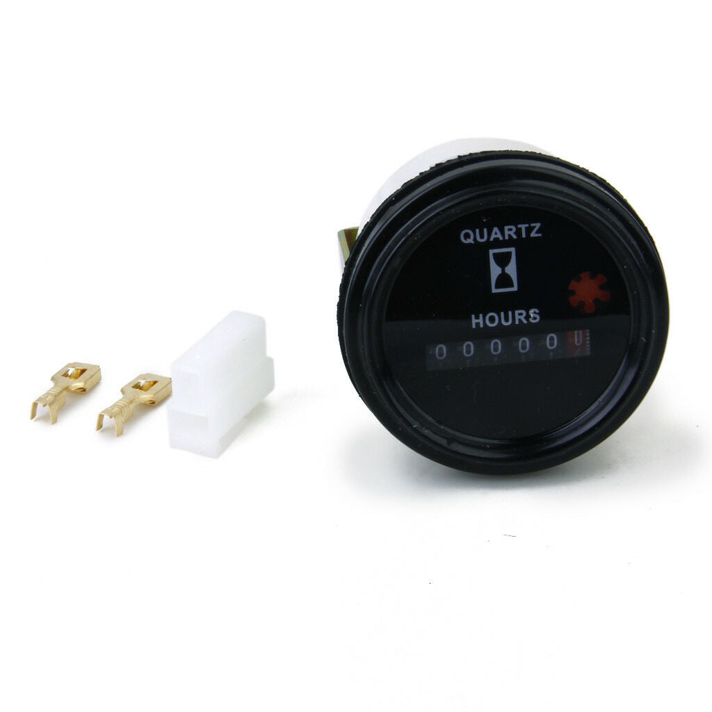 DC/AC 12-36V Round Quartz Hour Meter Hourmeter for Boat Car Truck Engine