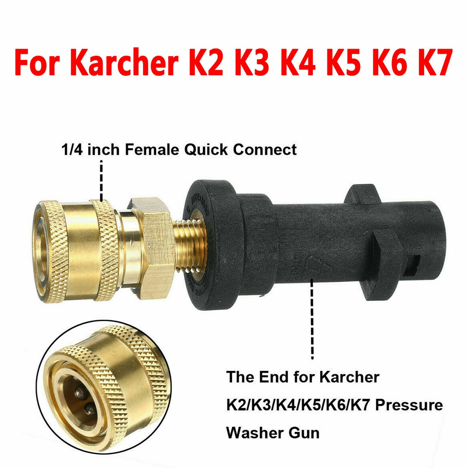 For Karcher K2 K3 K4 K5 K6 K7 Bayonet Adapter Coupling to 1/4 BSP Male Screw S