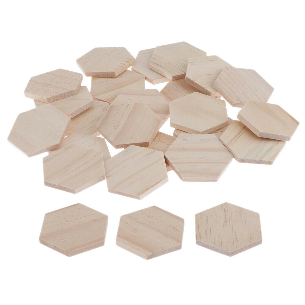 25pcs Hexagonal Shape Wooden Pieces DIY Craft Embellishment For Cardmaking