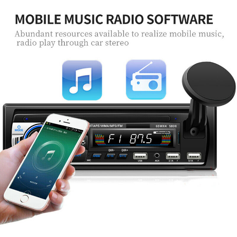Single Din Car 4 Channel Bluetooth MP3 Music Player Card Radio USB Flash Disk
