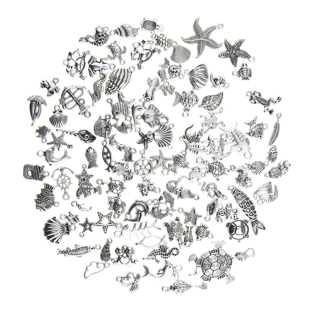 100 Pieces Mixed DIY Ocean Fish & Sea Creatures Charms Pendants Jewelry Making