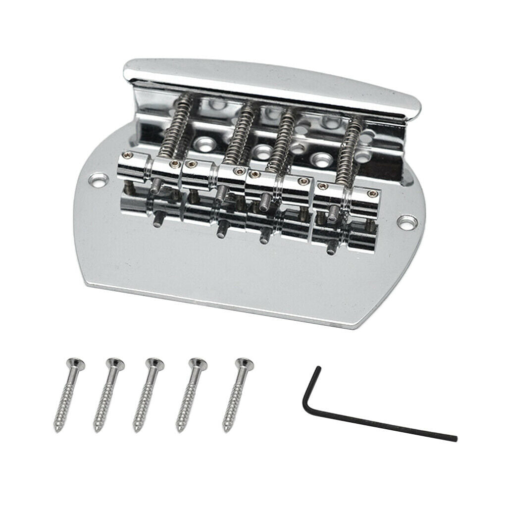 Metal 4 String Guitar Saddle Bridge Tailpiece For Electric Guitar