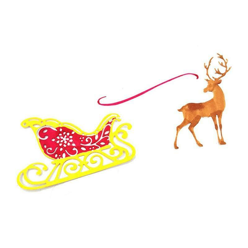 Christmas Elk Sledding Carbon Steel Cutting Dies DIY Scrapbooking Photo Album