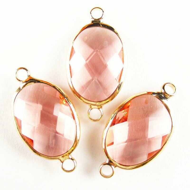 10pcs Wrapped Faceted Orange Titanium Crystal Oval Connector Pendant A-44BBS