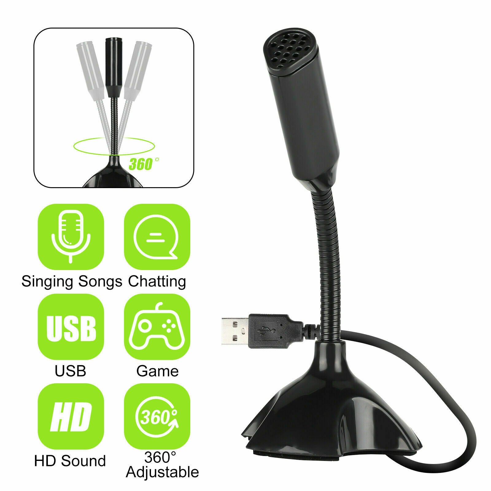 Noise Canceling Voice Recording Mini USB Computer Microphone for Laptop Desktop