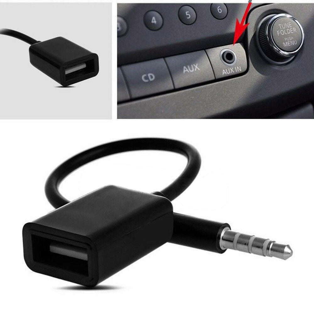 3.5mm Male AUX Audio Plug Jack To USB Female Converter Car Adapter Cable mp3 NEW