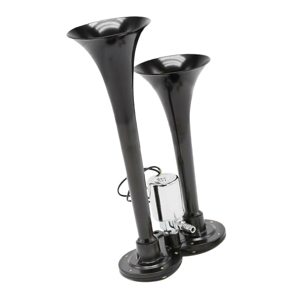 12V Dual Trumpet Air Horn - Classic Super Loud Powerful Train Car Truck Boat Air