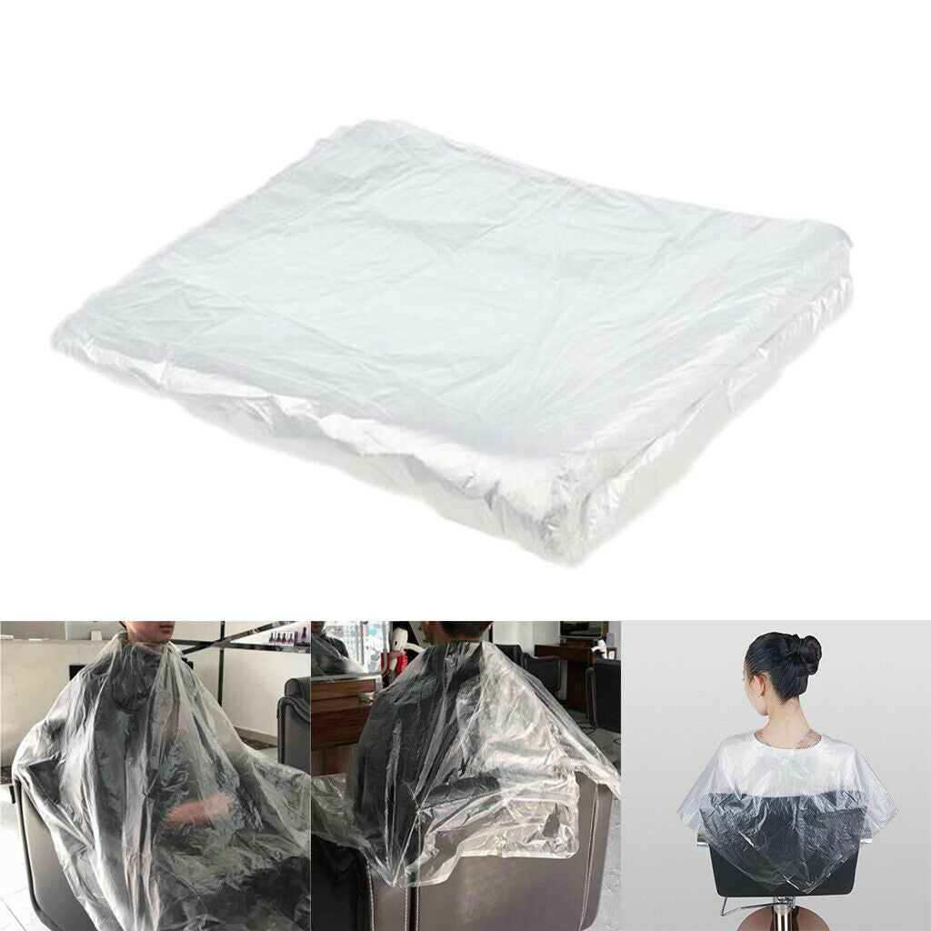 50pcs Plastic Cutting Styling Capes Cloth w/ 2pcs Pintail Combs for Salon