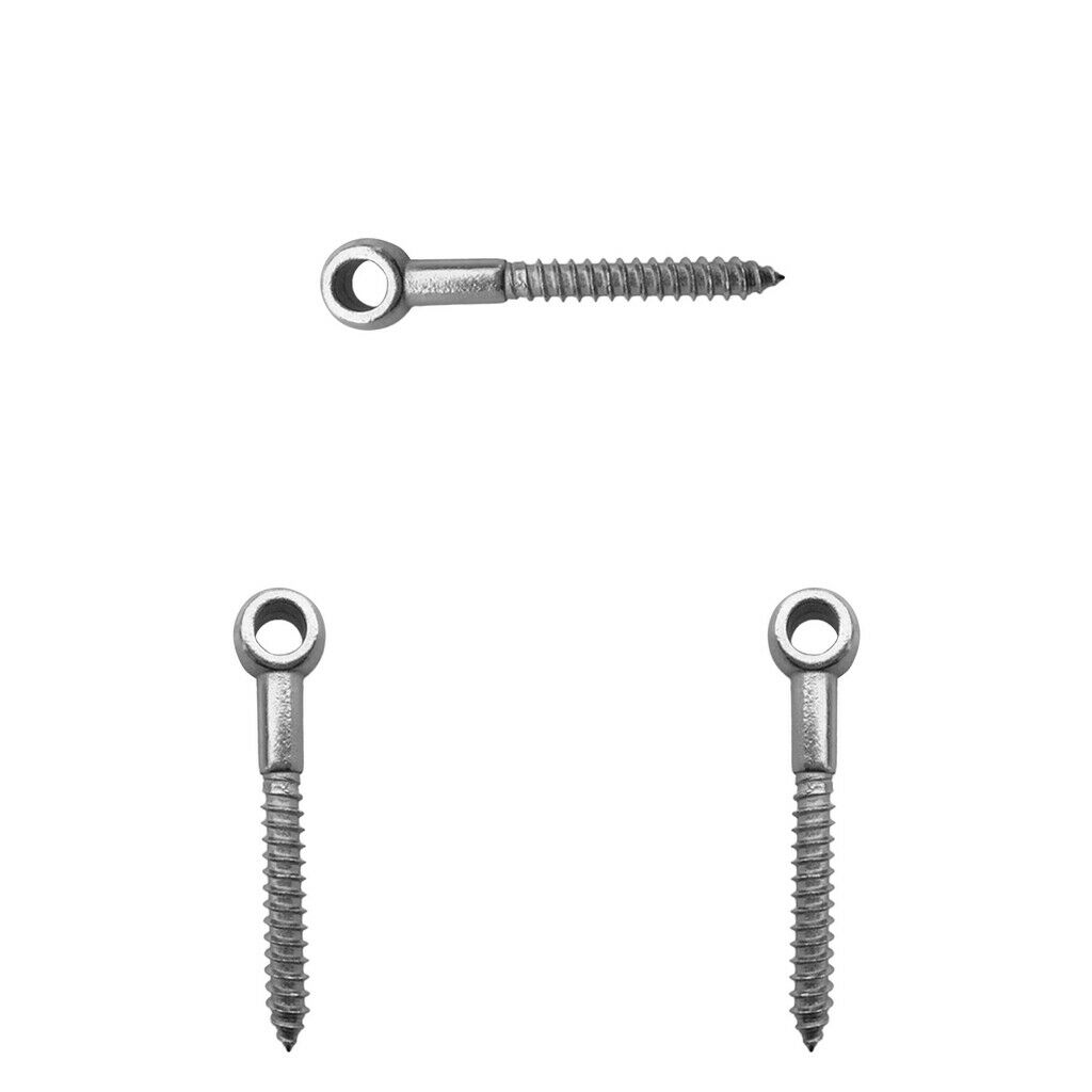 3x Stainless Steel Screw Bolts Made of Stainless Steel 316 Eyelet Hooks with