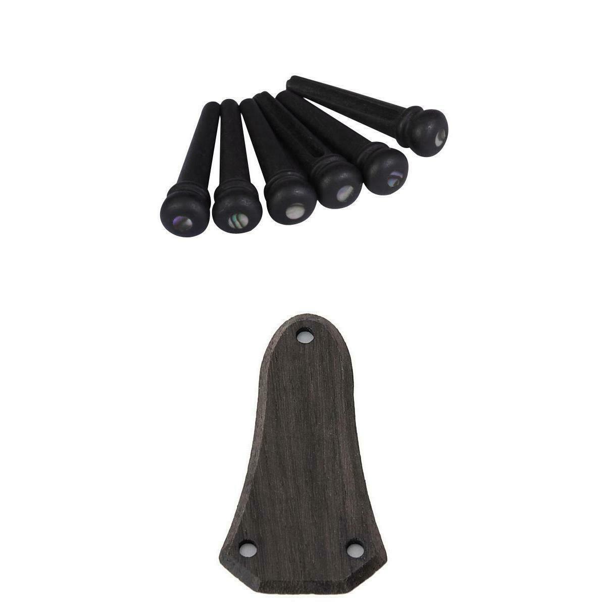 6pcs Black Ebony Bridge Pins For Acoustic Guitar+1pcs Rosewood Truss Rod Cover