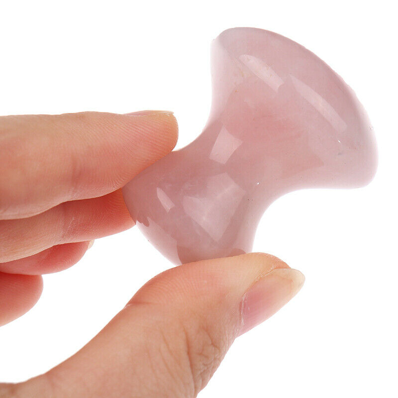 Face Massager Guasha Tool Natural Rose Quartz Mushroom Facial  Foot Acupu.l8