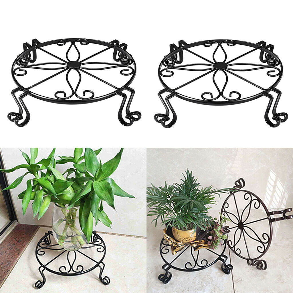 2x Black Plant Stand for Flower Pot Heavy Duty Potted Holder Indoor Outdoor