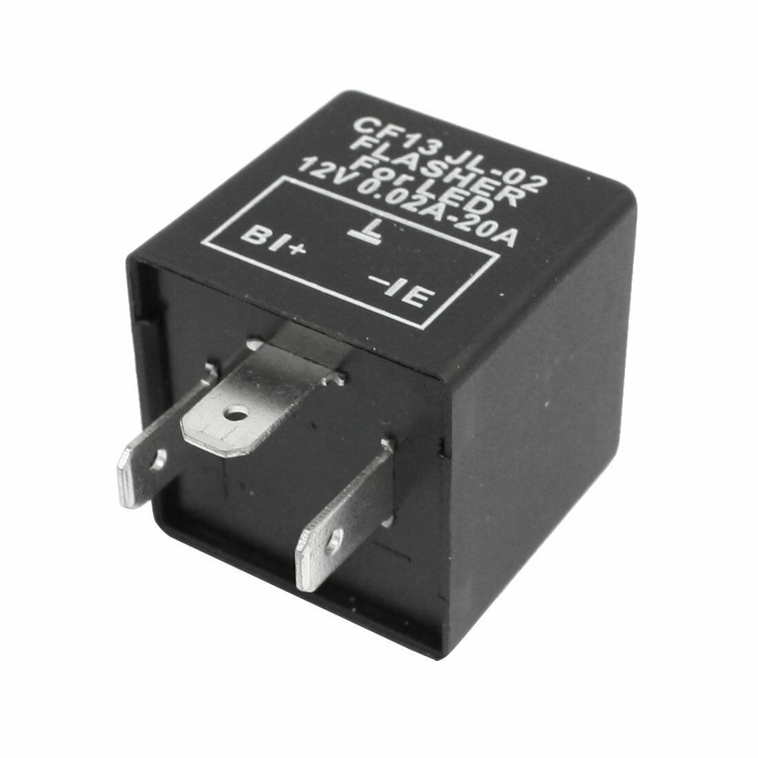 2Pcs 3-Pin CF-13 Electronic Flasher Relay Fix LED Turn Signal Light Fast Blink