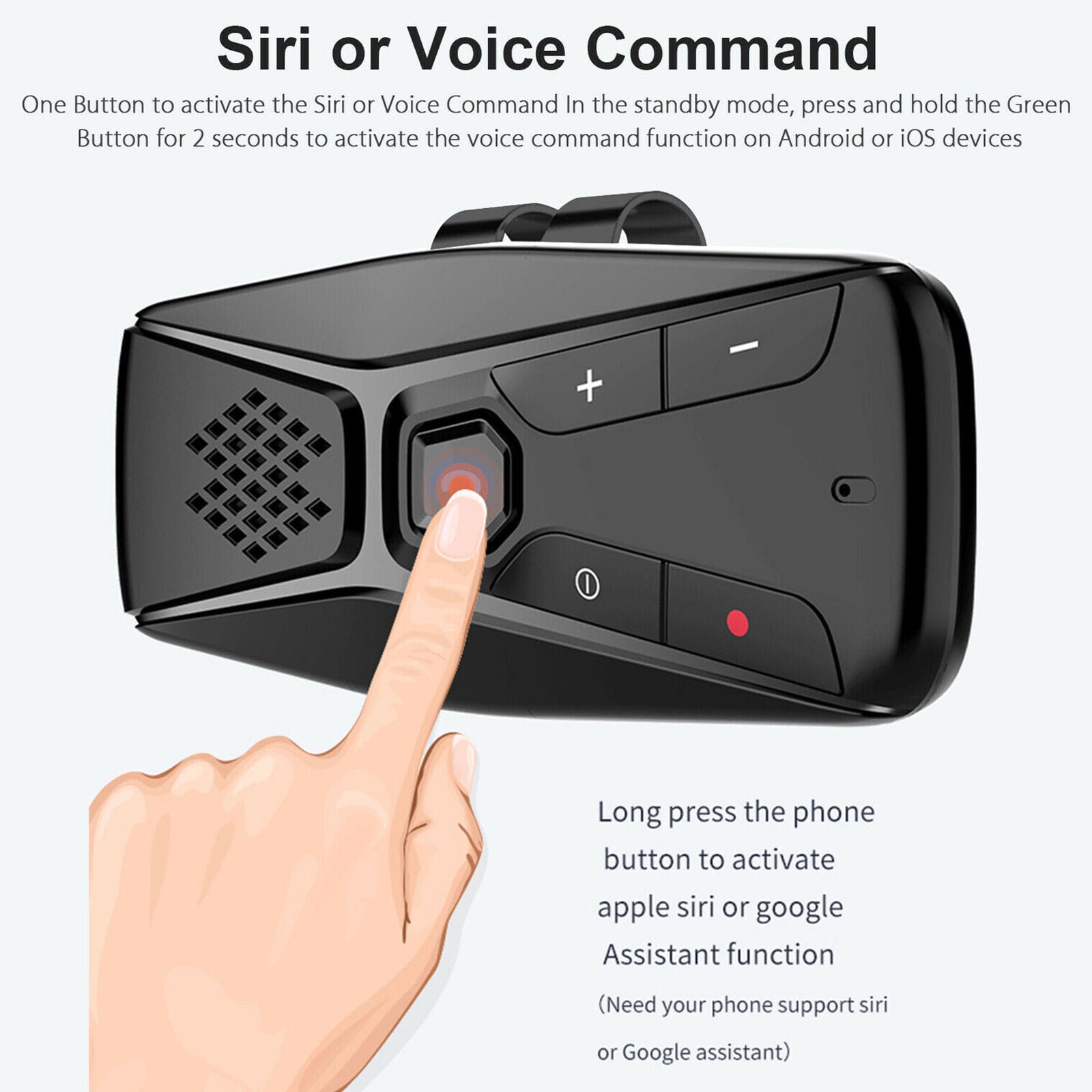 Wireless Multipoint Bluetooth 5.0 Hands Free Car Kit Speakerphone Speaker Visor