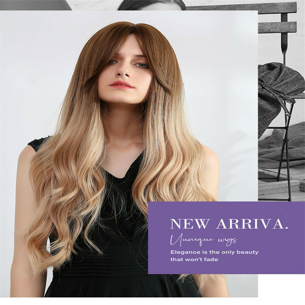 Elegant Charming Female Heat Resistant Body Wave Wig w/ Bangs for Wedding