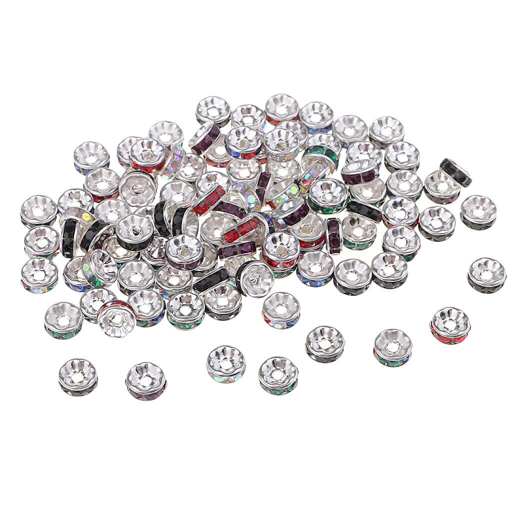 100x Metal Rondelle Beads DIY Spacer Beads Crystal Charms Beads Spacers 6mm