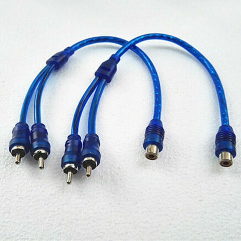 4pcs 7" RCA Audio Cable "Y" Adapter Splitter 1 Female to 2 Male Plug Cable B Lt