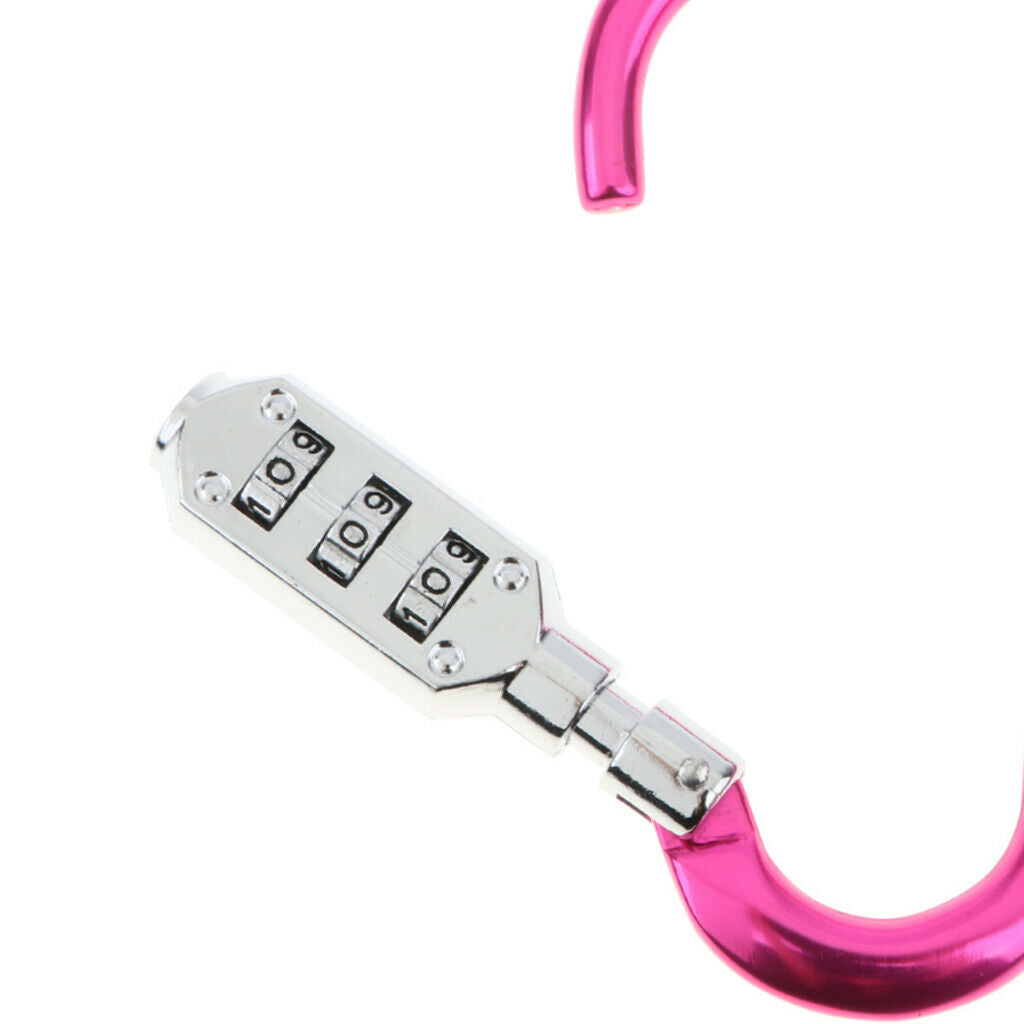 Carabiner Hook Buckle Clip Keychain with 3 Digits Combination Lock Big Rose