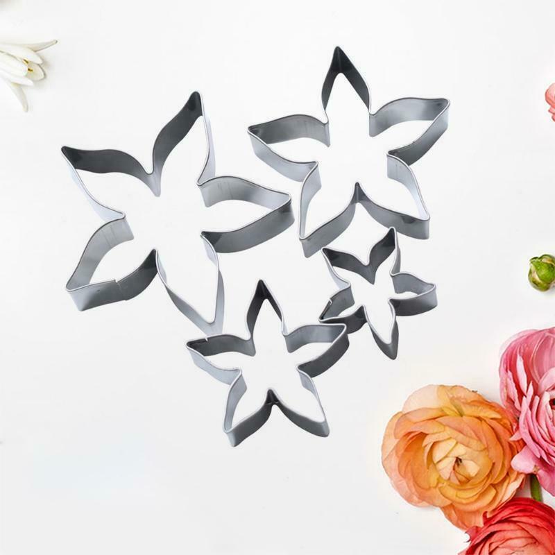 4 PCS Food-Grade Stainless Steel Rose Theme Christmas Cookie Cutters Baking Ute