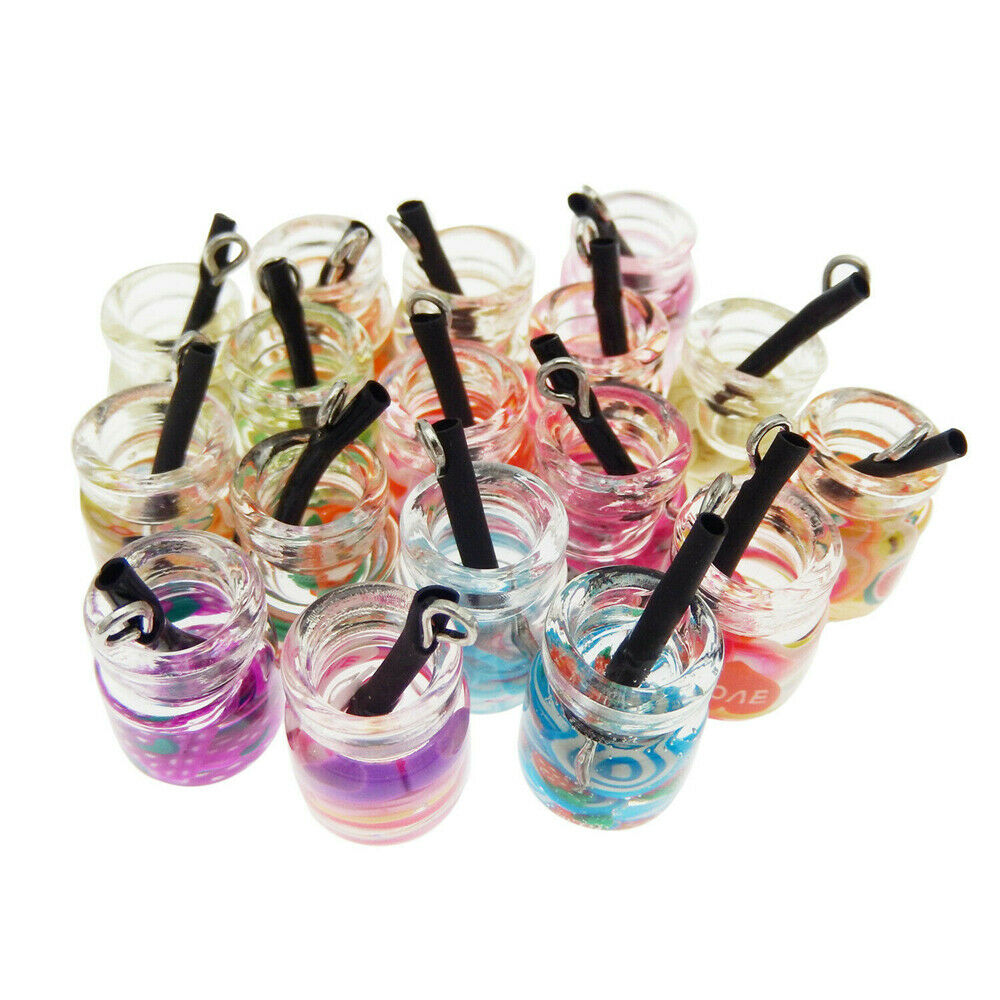 20x 25x10mm Mixed Colors Fruit Juice Glass Bottle Pendant Charm DIY Findings