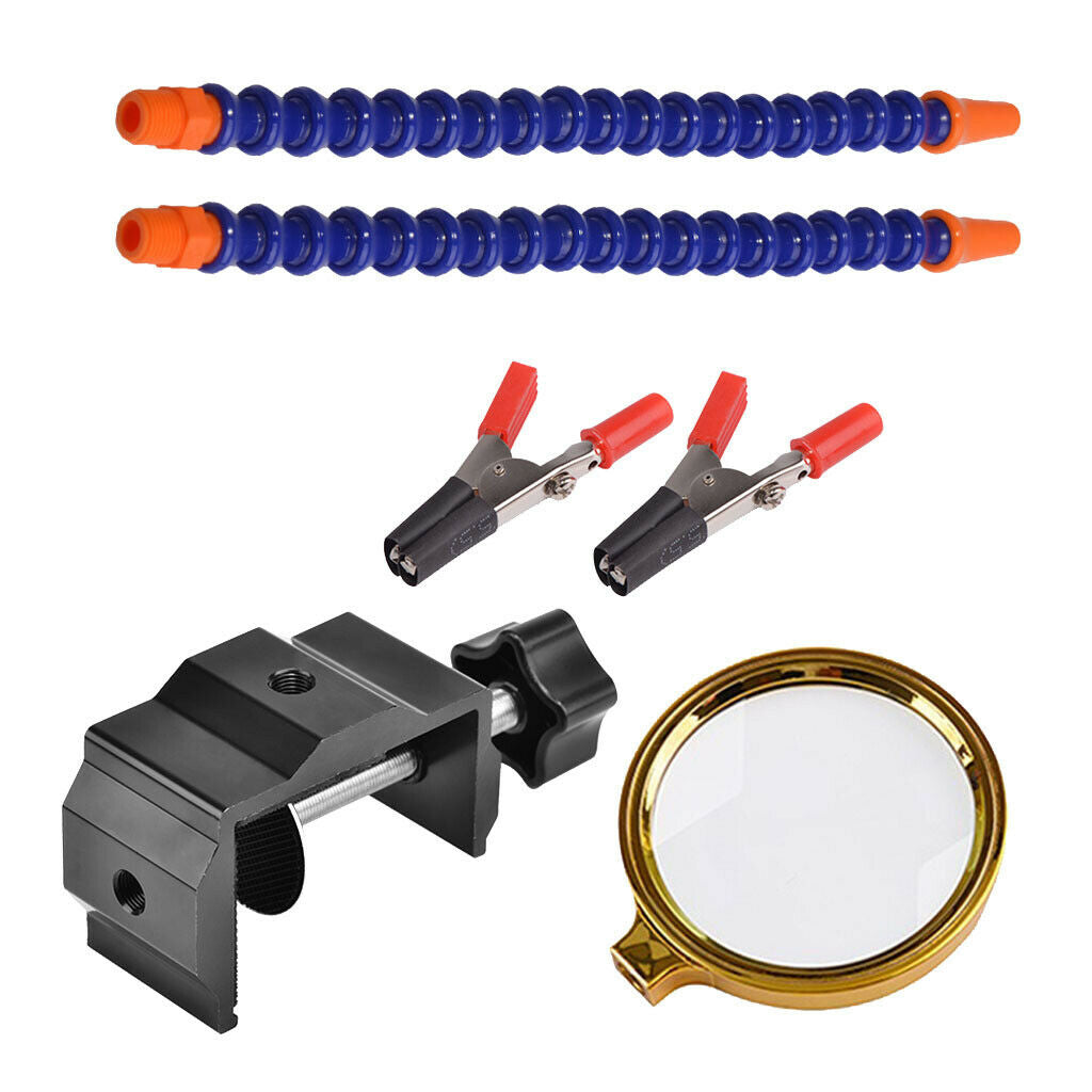 2 Arms Soldering Stations Desk Clamp Set w/ Alloy Base w/ Magnifying Lens