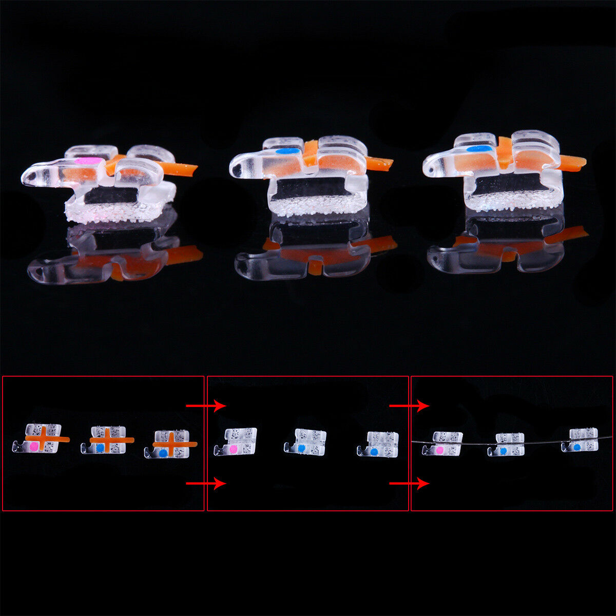 Dental Monocrystalline Sapphire Positioning Brackets Mini MBT .022 Hooks 3 4 5