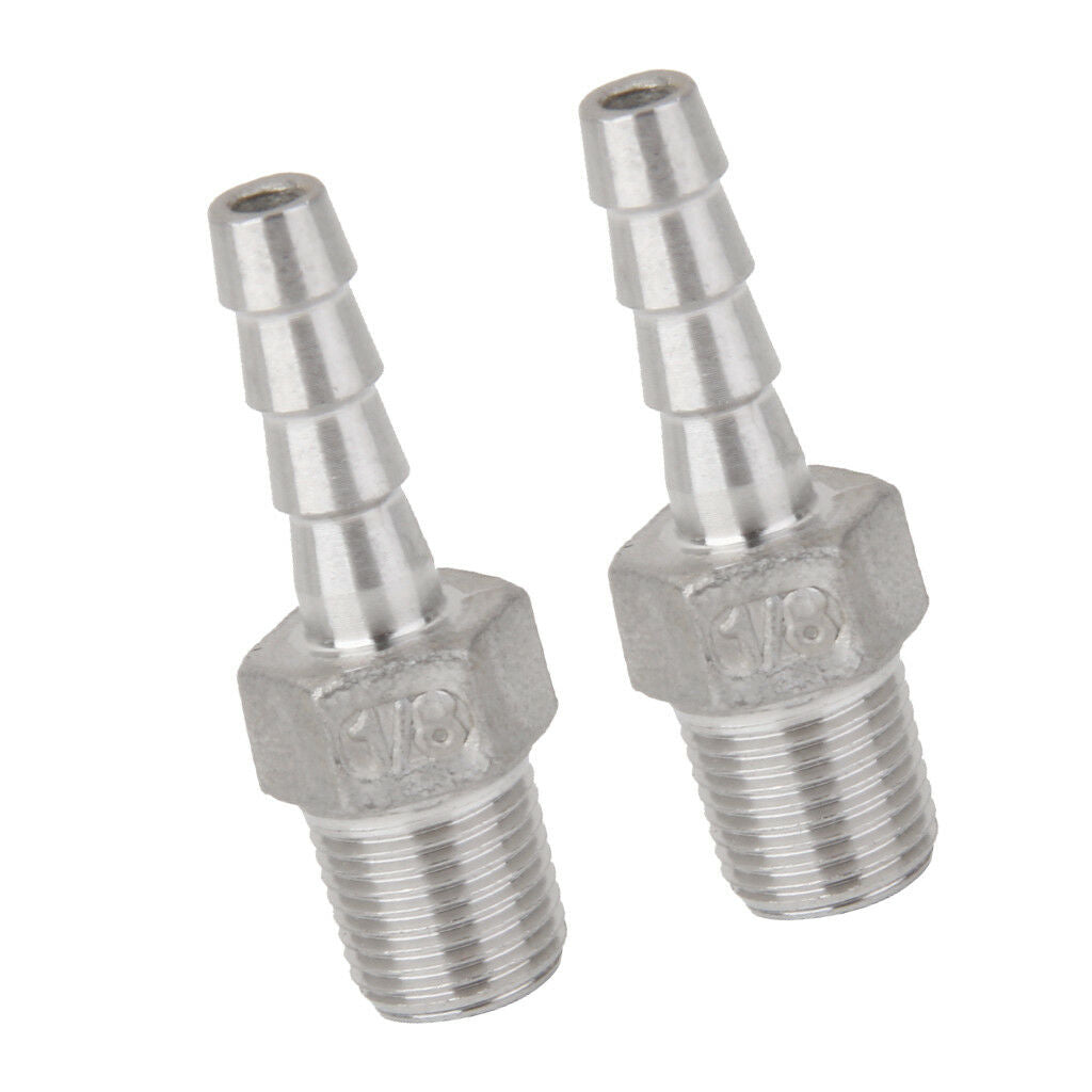 2pcs 1/8'' Male Thread Pipe Fitting x 6mm Barb Hose Tail Connector NPT