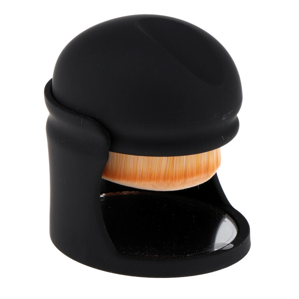 Foundation Makeup Brush Powder Eyeshadow Blush Brush with Base Mirror Black