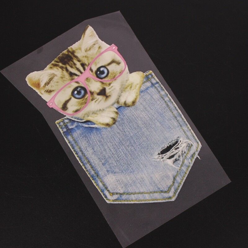 Bag Cat Pattern Patch Ironing Stickers Heat Transfer Iron On Patches DIY Decor