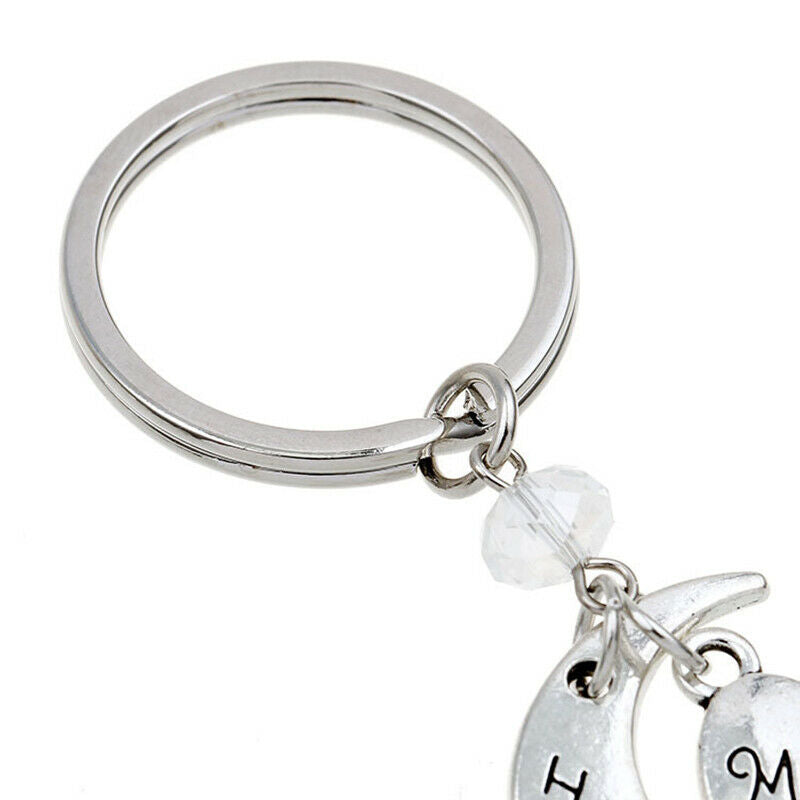 Retro Moon Love Heart Charms Pendant Keychain Key Ring Mother Day Gi.l8