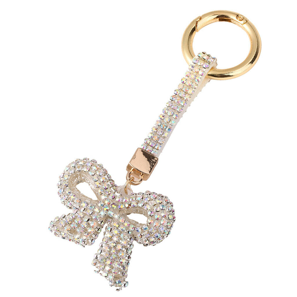 Rhinestone Bling Cute Key Chain Fob Mobile Phone Bag Purse Charm Bowknot 3#
