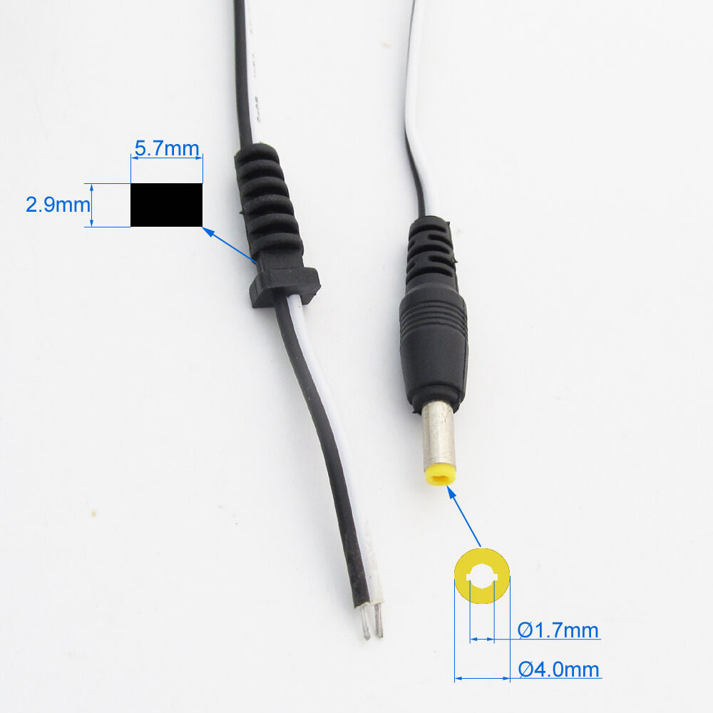 10pcs 5ft/1.5M DC Power Cable 4.0x1.7mm DC Tip Male Plug CCTV Cord Cable 22AWG