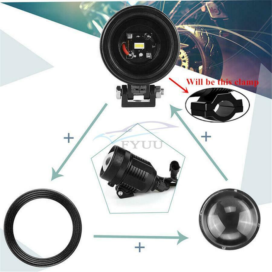 1x 6000K-6500K White Motorcycle Spotlight Driving Light Adjustable Zoom Aperture