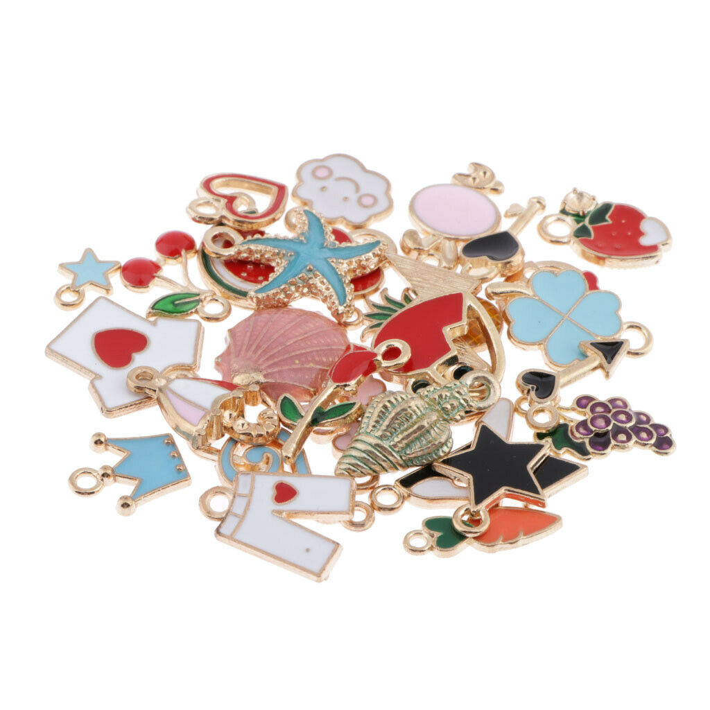 30x Enamel Pendant Assorted Cherry Pendant Charms DIY Jewelry Findings