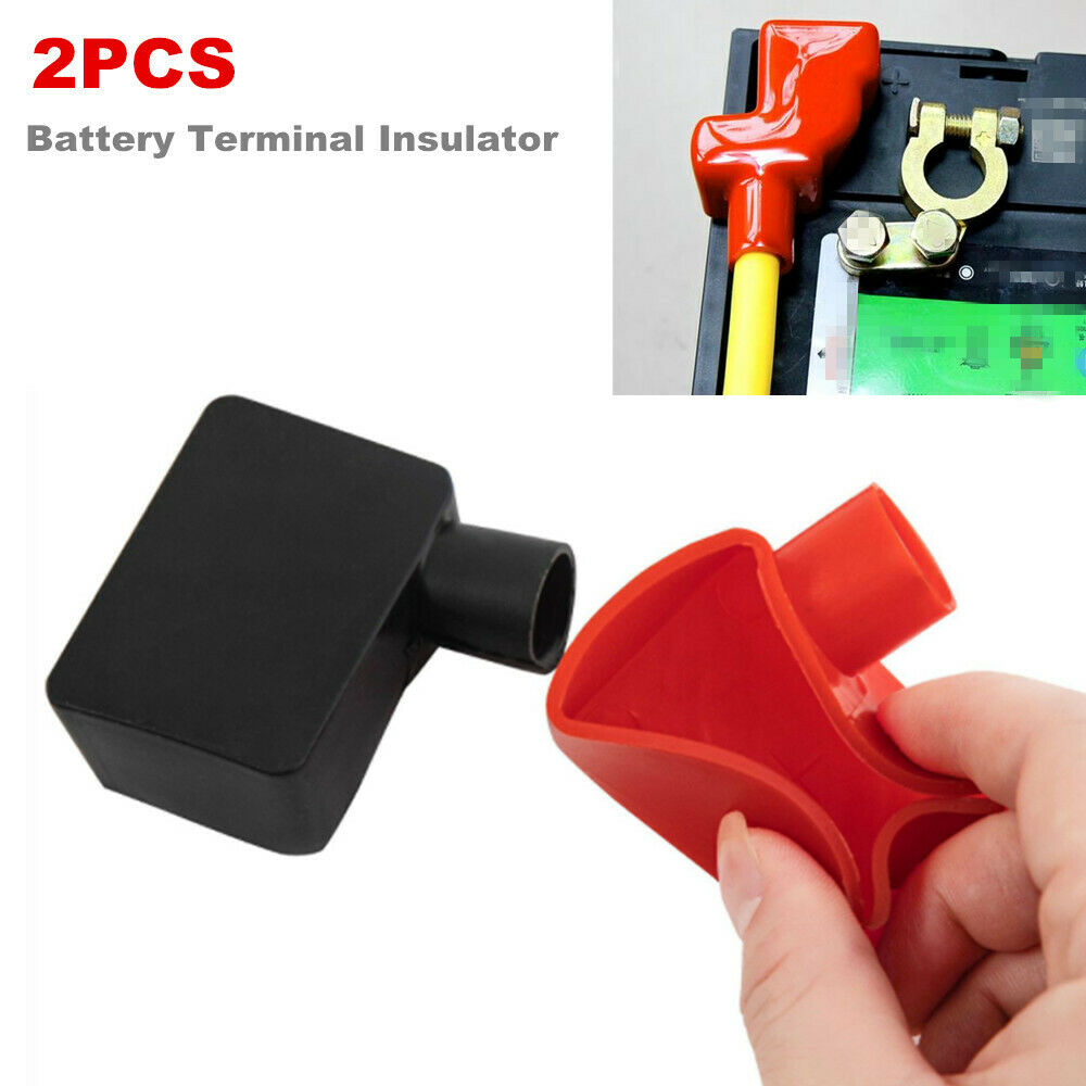 Pair of Rubber Car Battery Terminal Insulator Wire Connector Cap Cover Protector