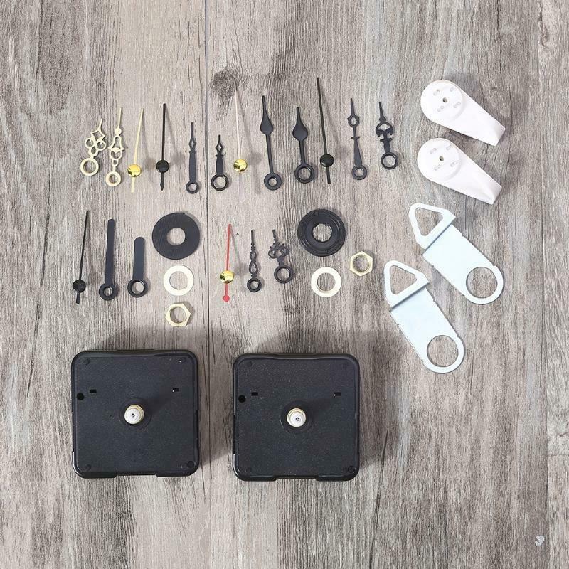 2 Pieces High Torque Wall Clock Movement Mechanism with 6 Different Pairs Hands