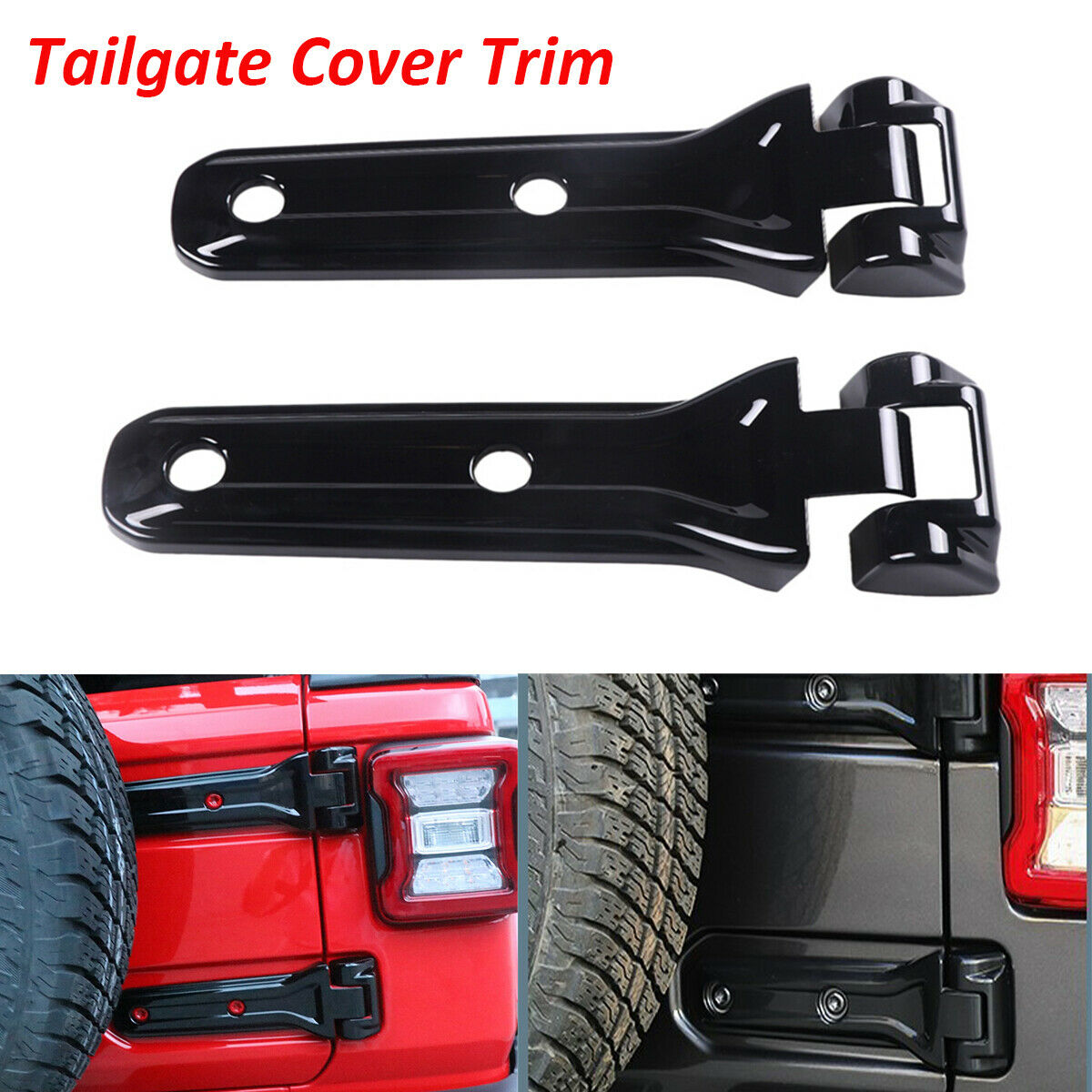 2 × ABS Vehicle Tailgate Spare Tire Hinge Cover Trim For Jeep Wrangler JL 2018+